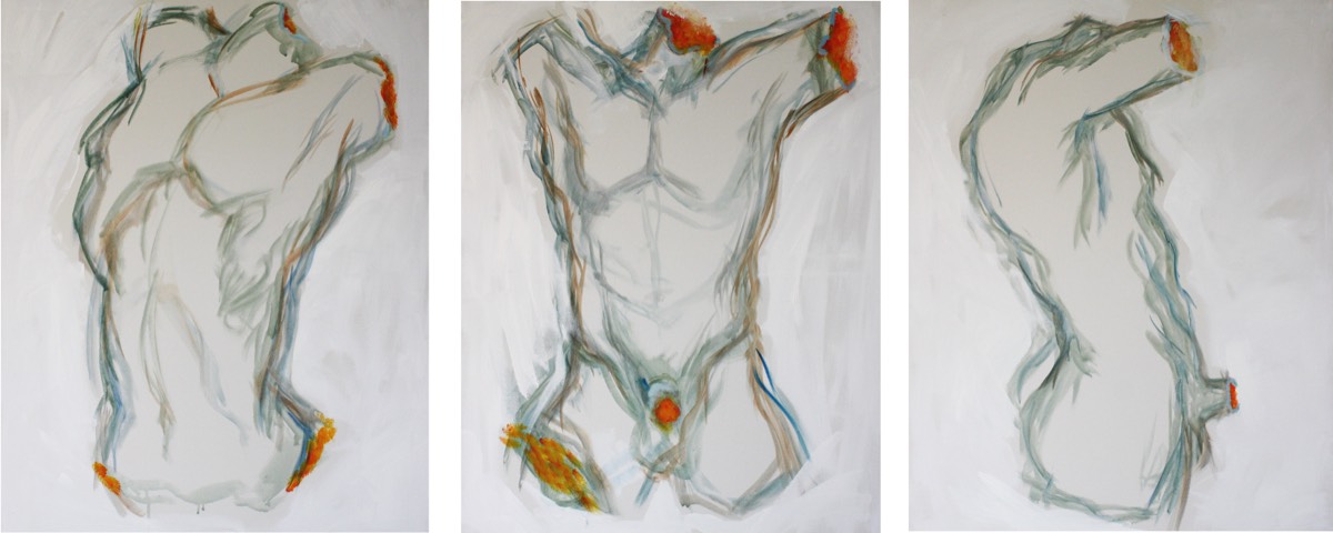 torso leinwand 3x 80x100