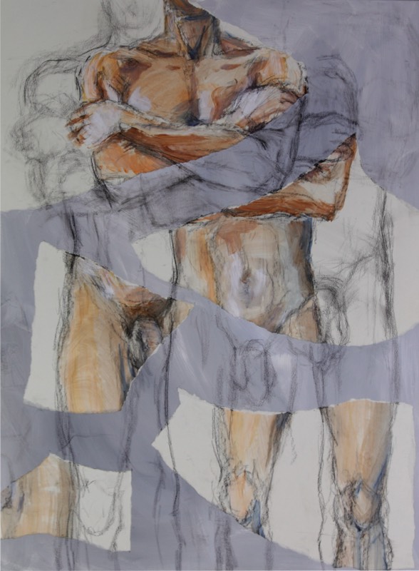 Kohle auf Papier auf Leinwand, 90 x 120